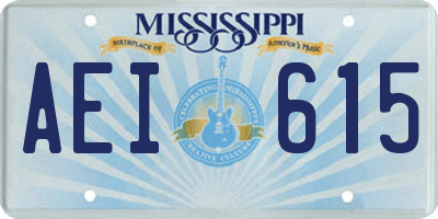 MS license plate AEI615