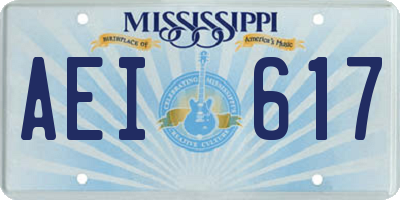 MS license plate AEI617