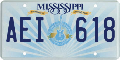 MS license plate AEI618
