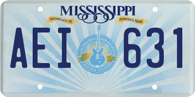 MS license plate AEI631