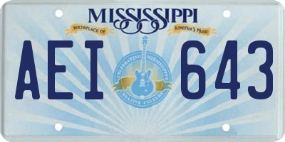 MS license plate AEI643