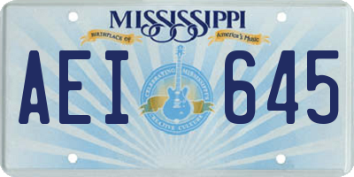 MS license plate AEI645