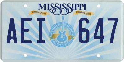 MS license plate AEI647