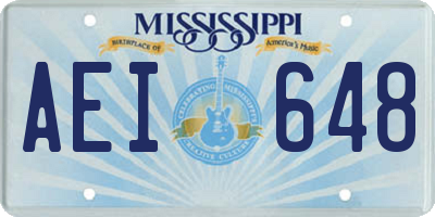 MS license plate AEI648