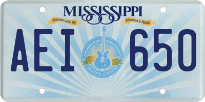 MS license plate AEI650
