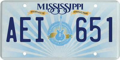 MS license plate AEI651