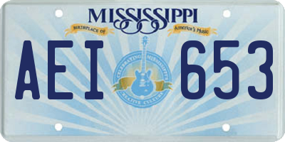 MS license plate AEI653