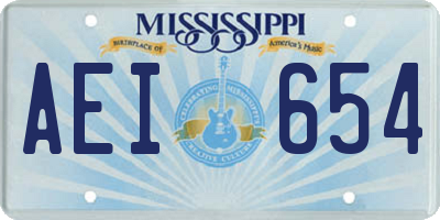MS license plate AEI654