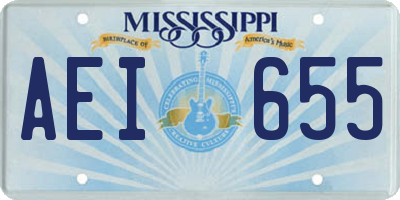 MS license plate AEI655