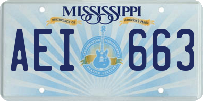 MS license plate AEI663