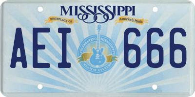 MS license plate AEI666