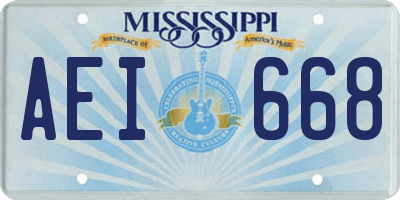 MS license plate AEI668