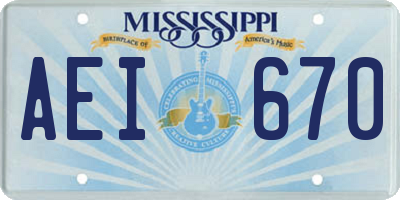 MS license plate AEI670
