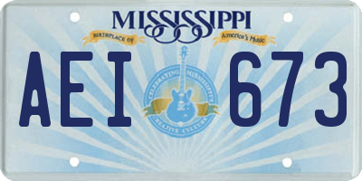 MS license plate AEI673