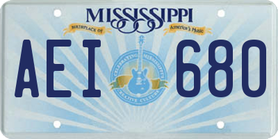 MS license plate AEI680