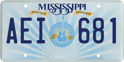 MS license plate AEI681