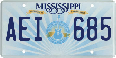MS license plate AEI685