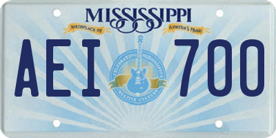 MS license plate AEI700