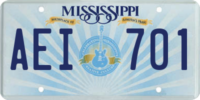 MS license plate AEI701