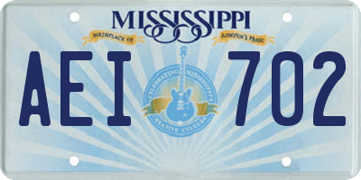 MS license plate AEI702
