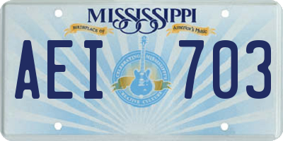 MS license plate AEI703