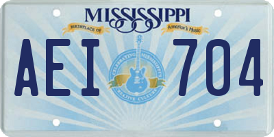 MS license plate AEI704