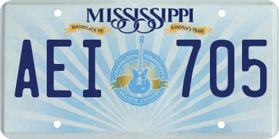 MS license plate AEI705