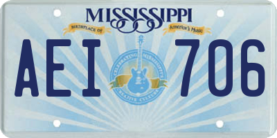 MS license plate AEI706
