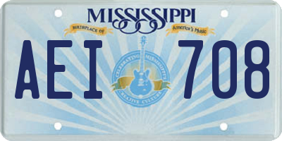 MS license plate AEI708