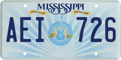 MS license plate AEI726