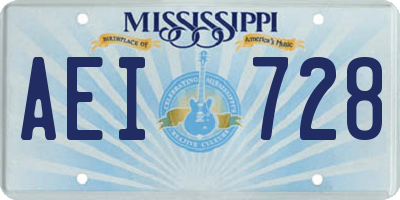 MS license plate AEI728