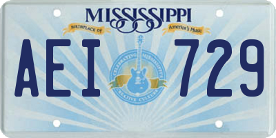 MS license plate AEI729