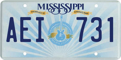 MS license plate AEI731