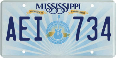 MS license plate AEI734
