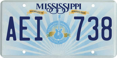 MS license plate AEI738