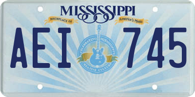 MS license plate AEI745