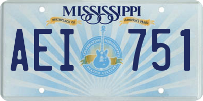 MS license plate AEI751