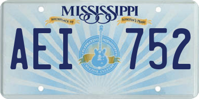 MS license plate AEI752