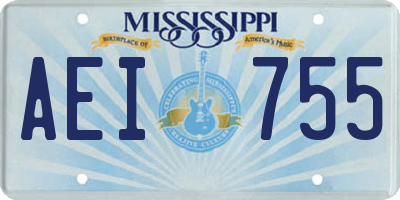 MS license plate AEI755