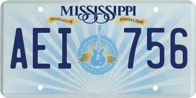 MS license plate AEI756