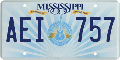 MS license plate AEI757