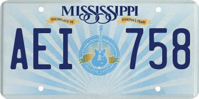MS license plate AEI758