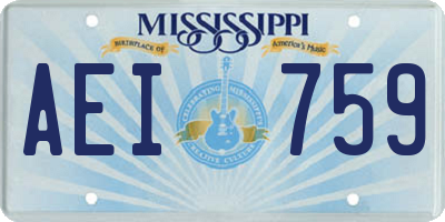 MS license plate AEI759