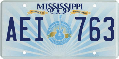 MS license plate AEI763