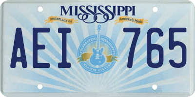 MS license plate AEI765