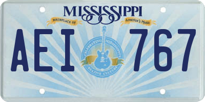 MS license plate AEI767