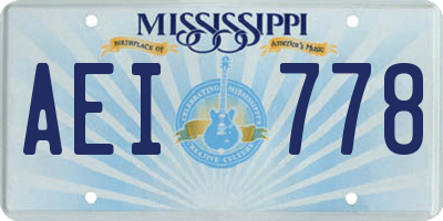 MS license plate AEI778