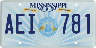 MS license plate AEI781