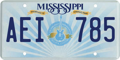 MS license plate AEI785