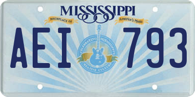 MS license plate AEI793